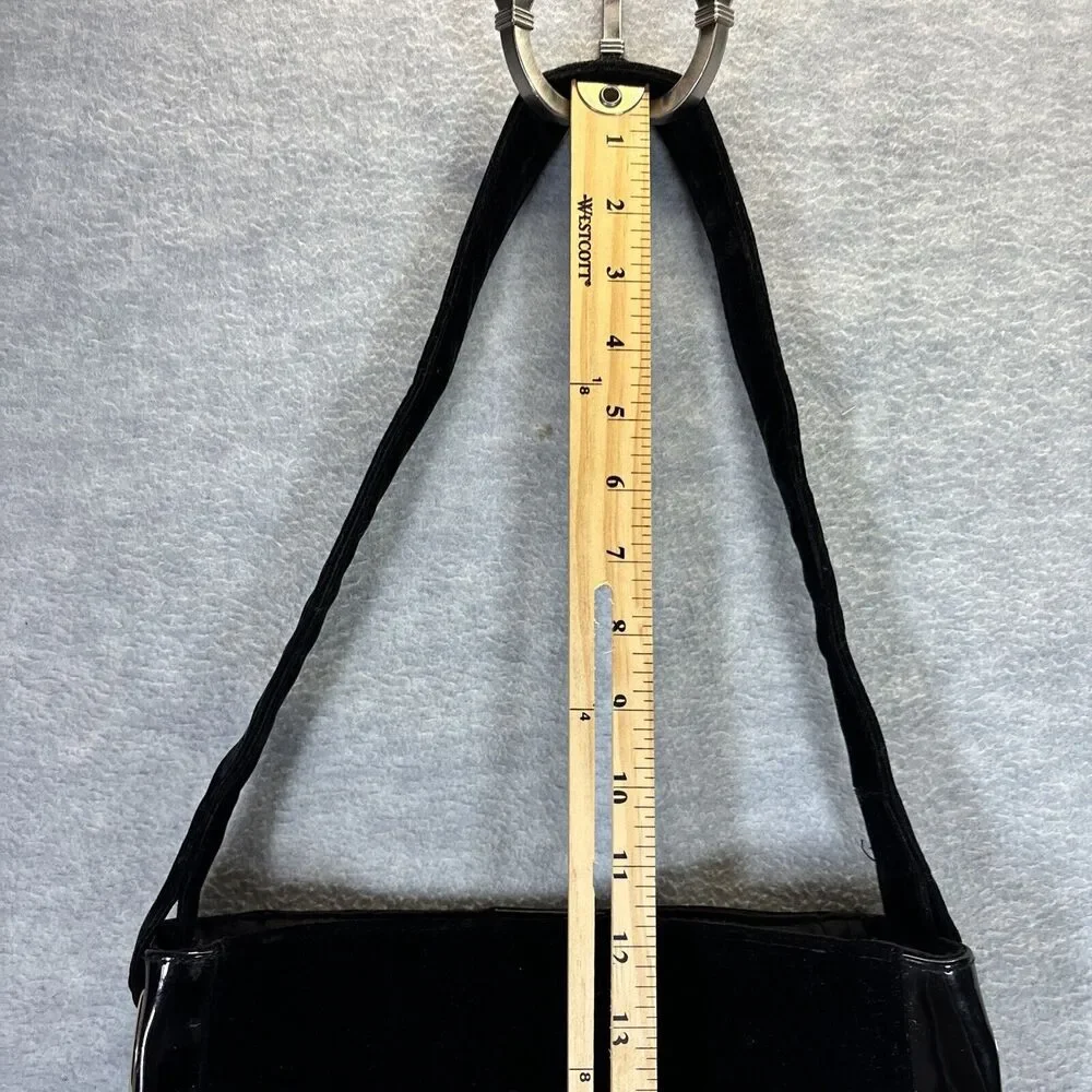 Carolina Herrera Purse Good Girl Black Velvet Lacquer‎ Shoulder Bag Tote